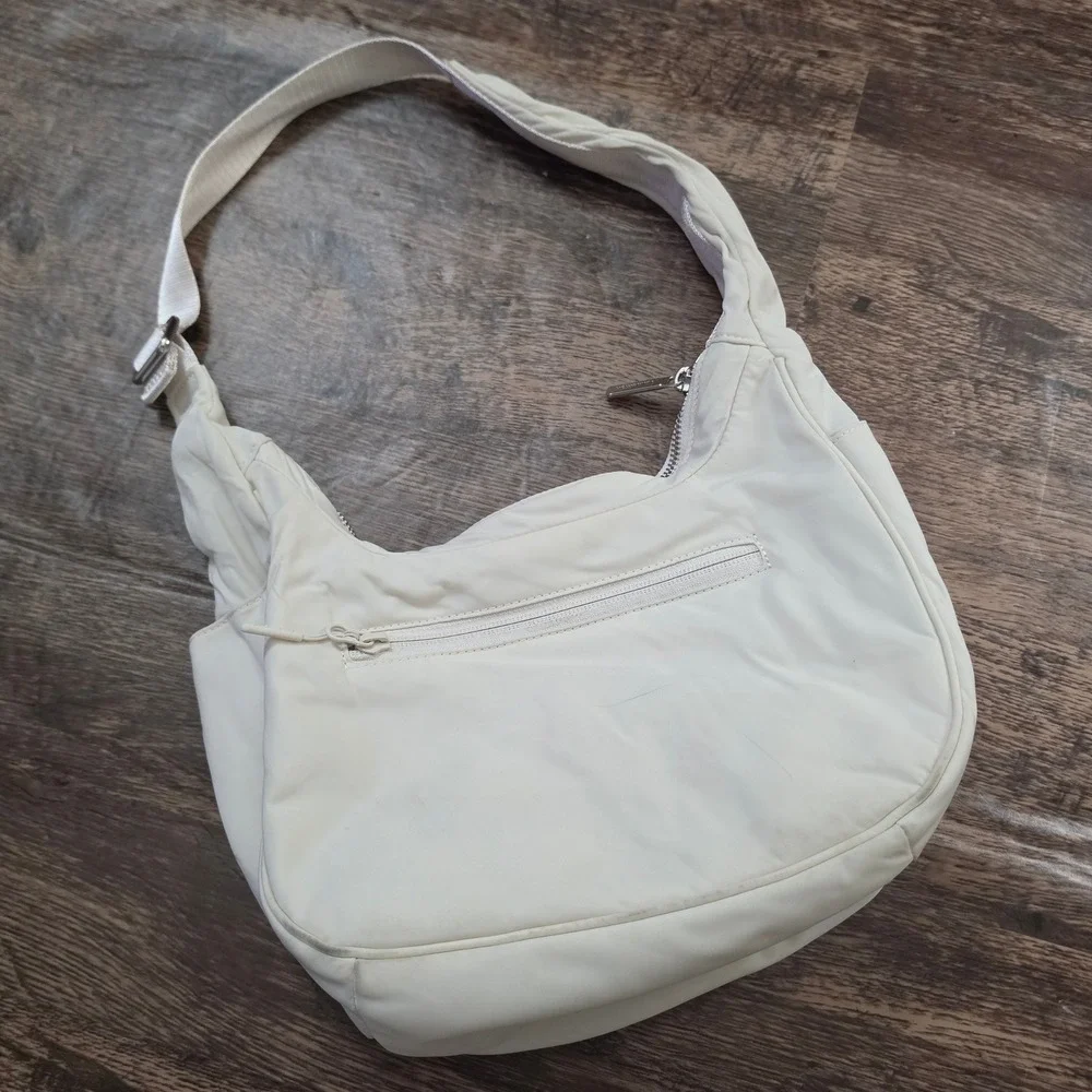 LULULEMON Mini Shoulder Bag Womens OS White Nylon Athleisure Zip Hobo Purse